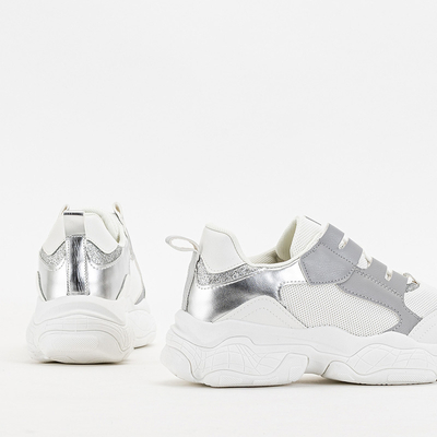 Білі жіночі кросівки на платформі зі сріблястими вставками Verica