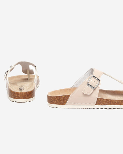 Beige lackierte Damenhausschuhe Elotsi - Schuhe