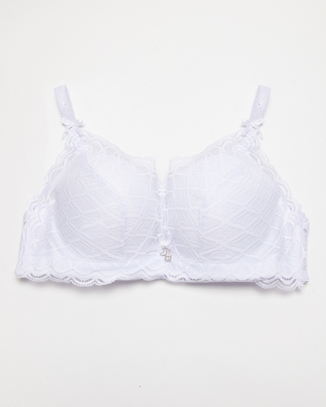 Weißer gepolsterter Damen-BH mit Spitze - Unterwäsche