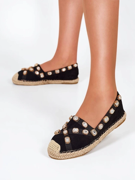 Schwarze Damen-Espadrilles mit Wamba-Kristallen - Schuhe