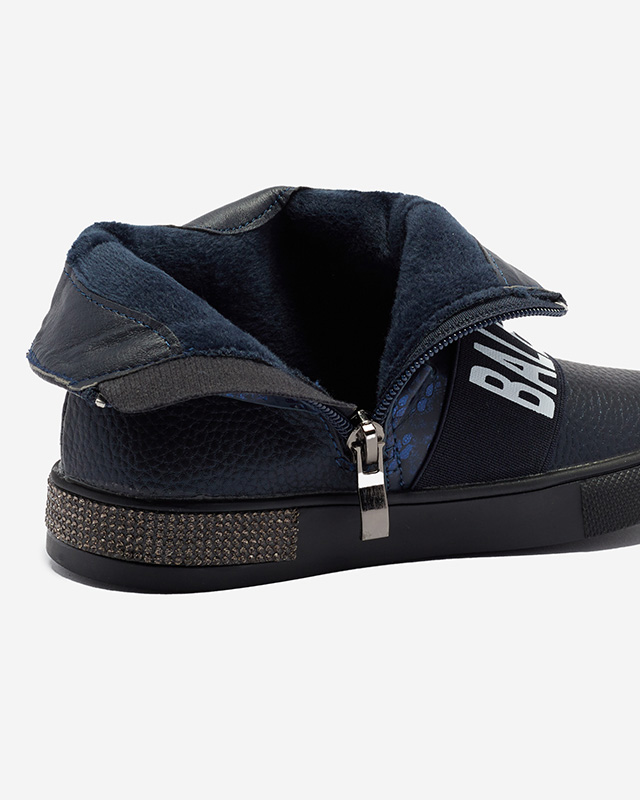 Marineblaue Mädchenstiefel mit Emoni-Aufschrift - Schuhe