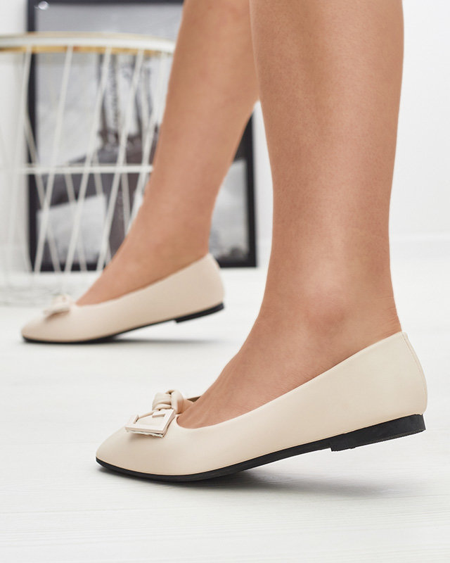 Beige Damen-Ballerinas mit Verzierung auf der Nase Caxien- Footwear