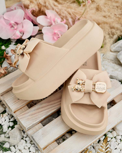 Royalfashion Damen-Gummi-Flip-Flops mit Zierschleife Apis