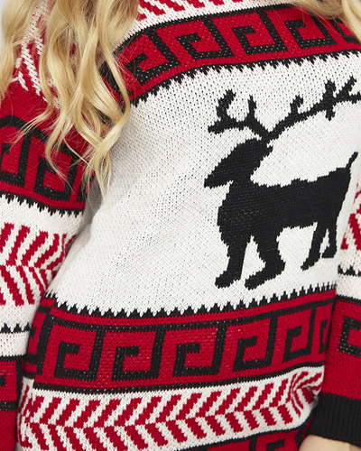 Rot-weißes Kleid im Pullover-Stil für Damen - Kleidung