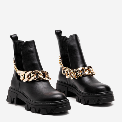Schwarze Damenstiefel mit Kette Tenkay - Footwear