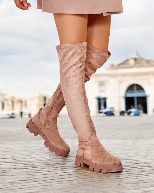Жіночі плоскі високі чоботи на коліно Royalfashion Vianas
