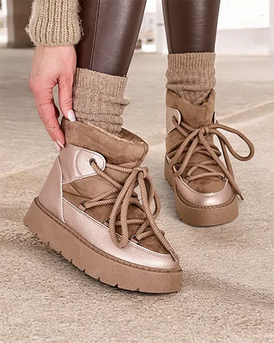 Жіночі шнурівкові сніжні чоботи Royalfashion Iniuc