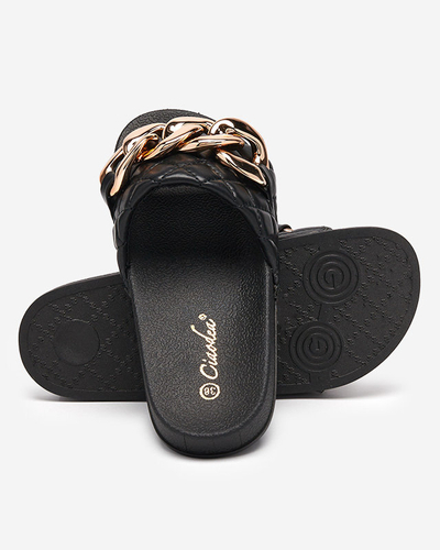 Schwarze Damenhausschuhe mit Lyrynn-Dekoration - Schuhe