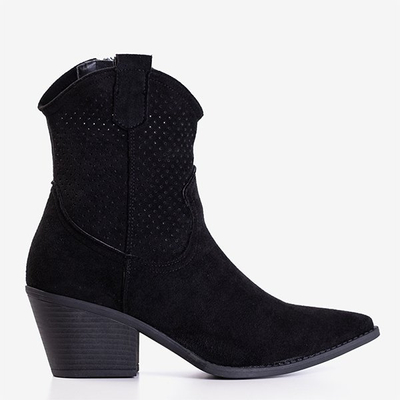 Schwarze durchbrochene Stiefel a'la Cowboystiefel Bakkerom - Schuhe