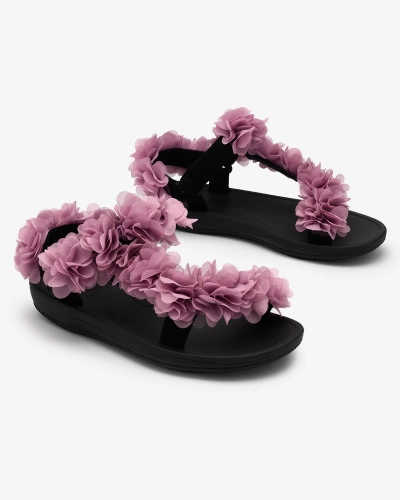 Royalfashion Dunkelrosa Damensandalen mit Blumen Alferroy