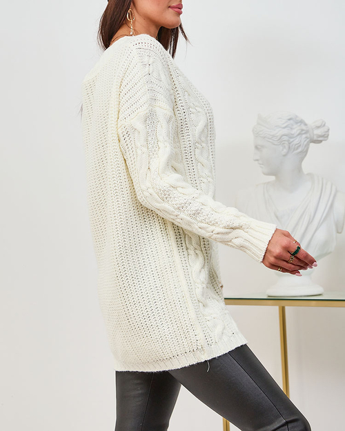 Светр довгий без ґудзиків Royalfashion Ecru