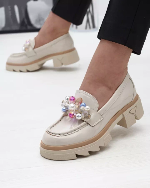 Beige lackierte Mokassins für Damen Geloppa- Footwear