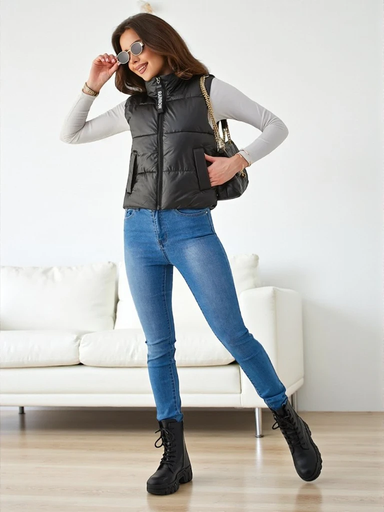 Royalfashion Damen Kurzarm-Ärmellose Jacke