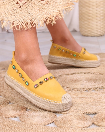 OUTLET Gelbe Damen-Espadrilles mit Kristallen Ziennie - Schuhe