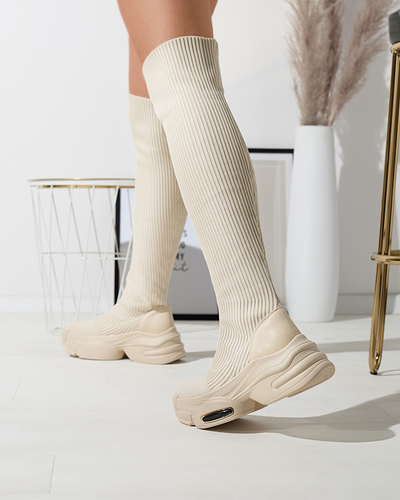 Beige Damenstiefel zum Hineinschlüpfen Georisa - Footwear