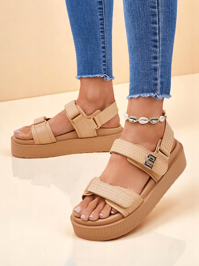 Damen Sandalen Royalfashion Beige Lavinia mit Plateau – bequemer Sommer