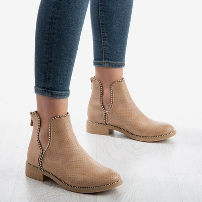Beige Stiefel mit Ausschnitt Schannon - Schuhe 1