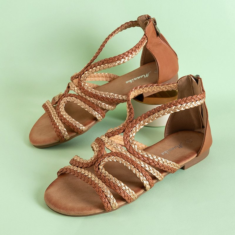 Beige Damen-Ledersandalen Frodita - Schuhe