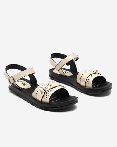 OUTLET Flache Sandaletten für Damen in glänzendem Beige Nafi- Footwear