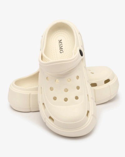 Royalfashion Cremefarbene Damen-Flip-Flops mit durchbrochener Verzierung Mightty