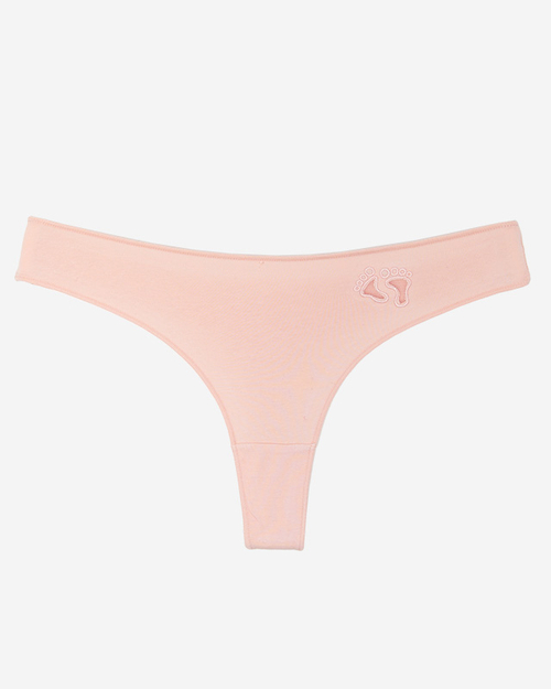 Світло-рожеві бавовняні жіночі стринги з вишивкою - Білизна