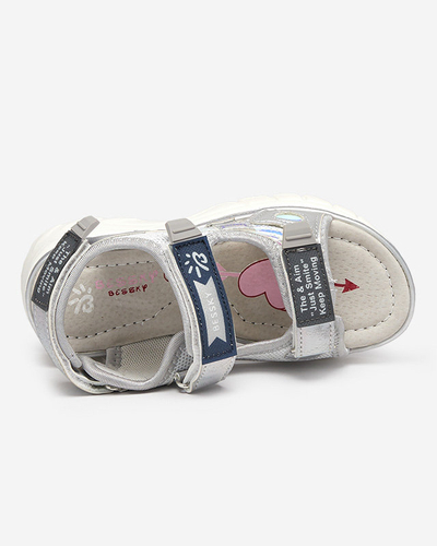 Silberne Kindersandale mit bunten Einsätzen Meniko - Footwear