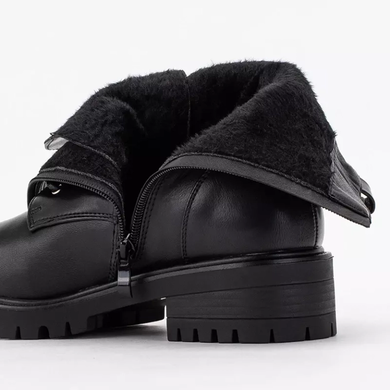 OUTLET Schwarze Stiefel mit Maisperlen - Schuhe