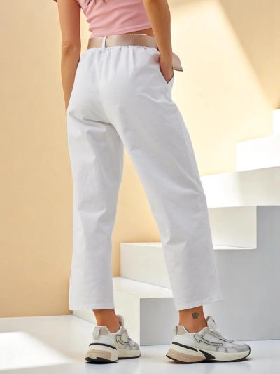 Royalfashion Baumwoll gerade Damenstoffhose
