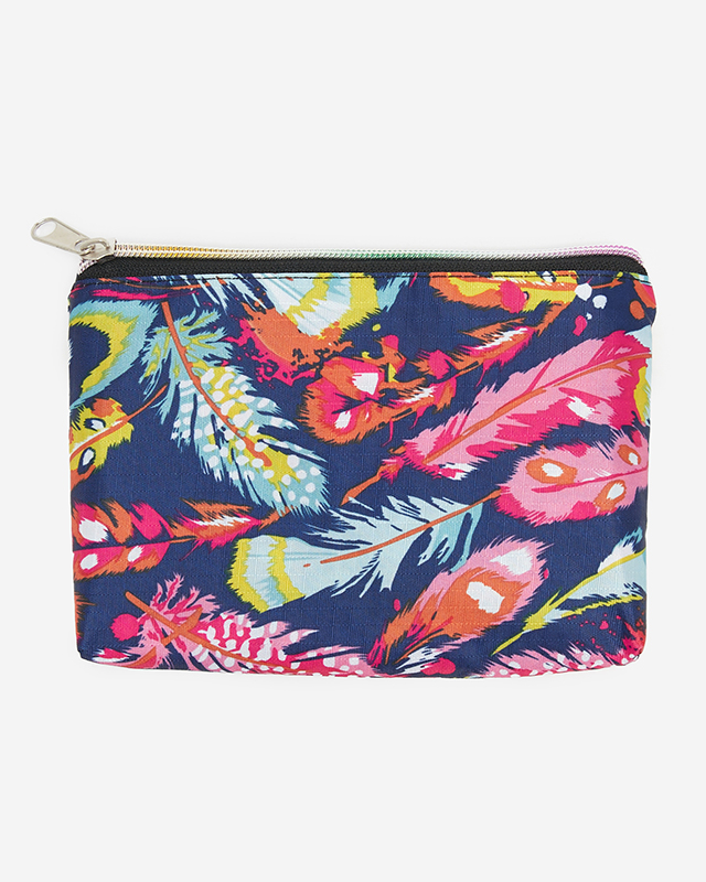 Faltbare Einkaufstasche in Marineblau mit Beutel und buntem Blumenmuster - Accessoires