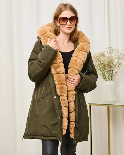 Grüne Damen-Winterjacke PLUS SIZE - Kleidung