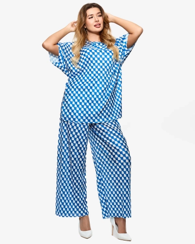 Blaues gemustertes Set für Damen - Kleidung