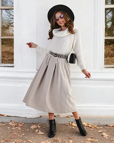 Royalfashion Damen-Midirock a' la Cord