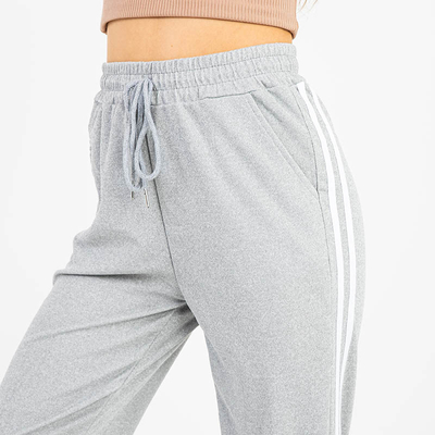Graue Damen-Jogginghose mit weißen Streifen - Kleidung