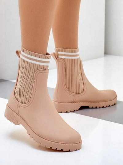 Royalfashion Damenregenschuhe mit hohem Stoffeinsatz Scarlesa