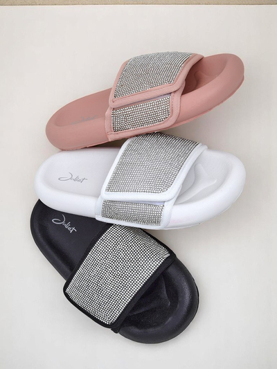 Royalfashion Damen Pantoletten mit flacher Sohle Sparkle Step