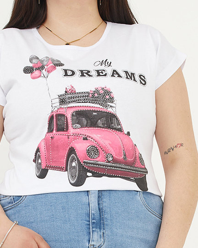 Біла жіноча футболка з принтом MY DREAMS PLUS SIZE