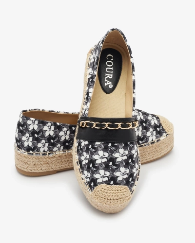 Schwarze Espadrilles mit Blumenmuster Azzaxi- Footwear