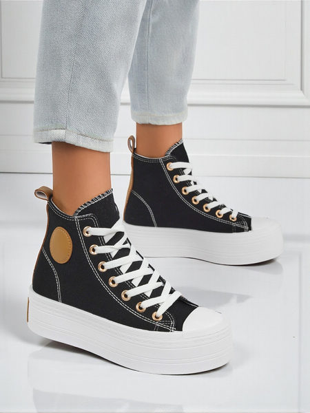 Damen Callisto Nero Plateau-Sneakers, Stoff, Schwarz, Sommer/Herbst