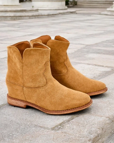 Royalfashion Stiefel im Cowboy-Stil auf verdecktem Keilabsatz Blueston