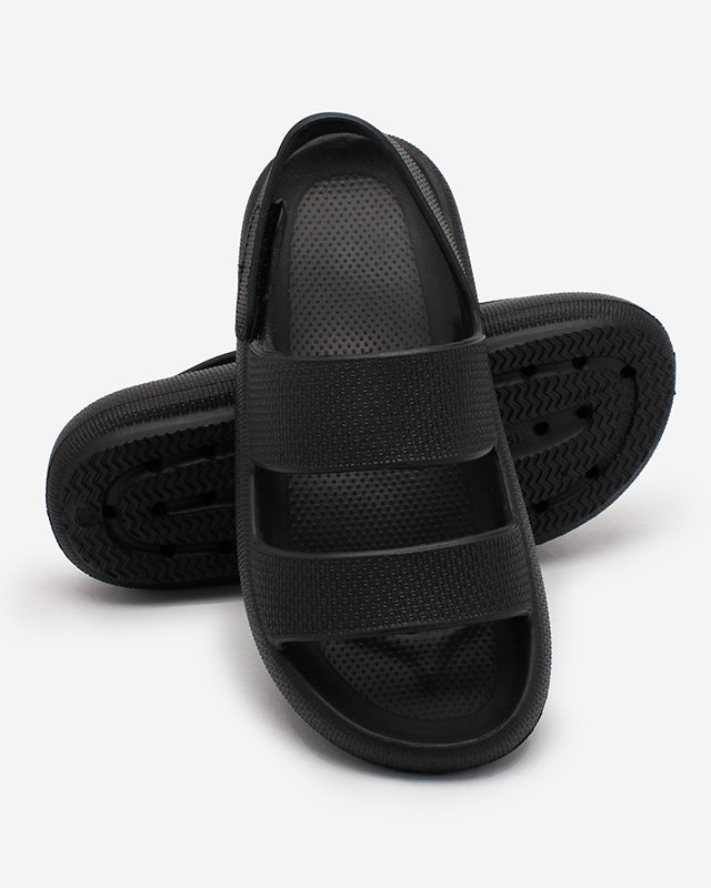 Royalfashion Schwarze Kinder-Gummisandalen mit Klettverschluss Flexi Steps