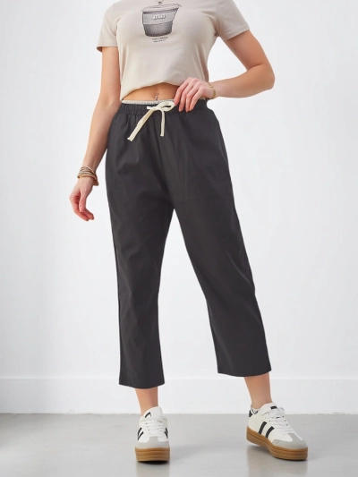 Royalfashion Baumwollweite Damenhose mit Bindeband
