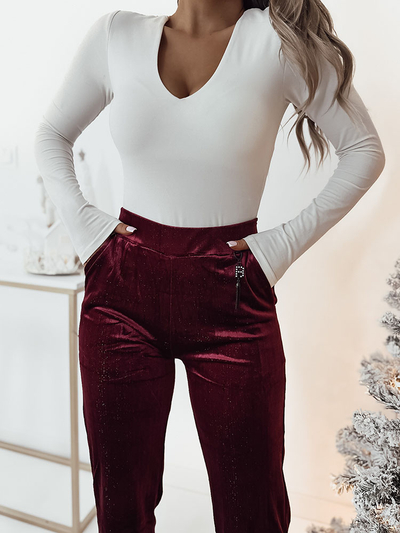 Royalfashion Dunkelbraune Cordstoffhose für Damen