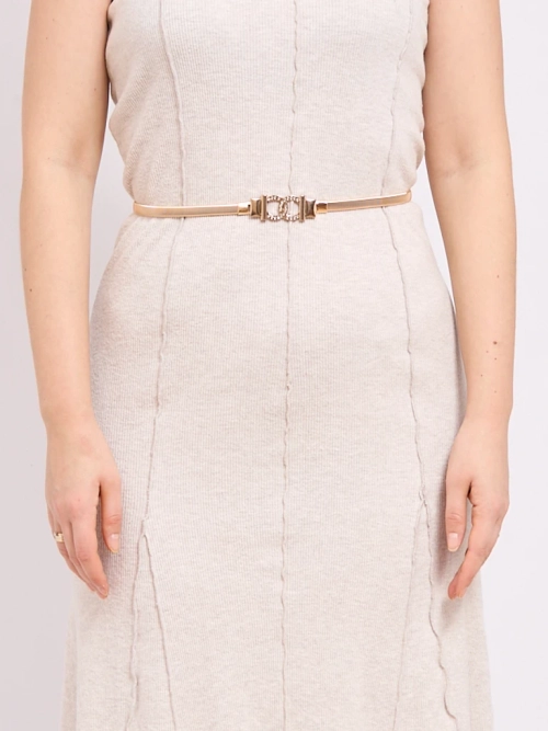 Aurelia Roma – Золотий тонкий жіночий металевий пасок з оздобленою пряжкою