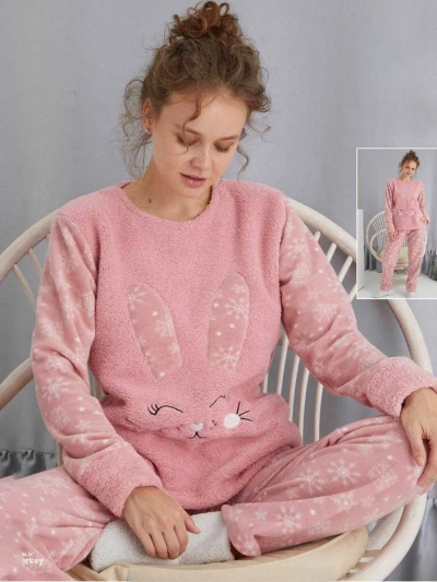Royalfashion Damen-Pyjama mit einem Bunny, polarähnlich