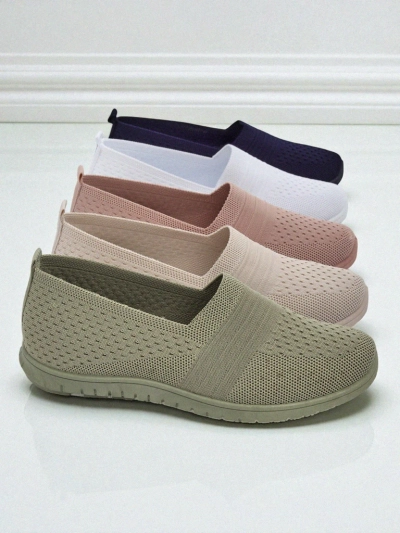 Damen Mokassins Gaia Verde – bequeme grüne Stoffschuhe mit flachem Absatz