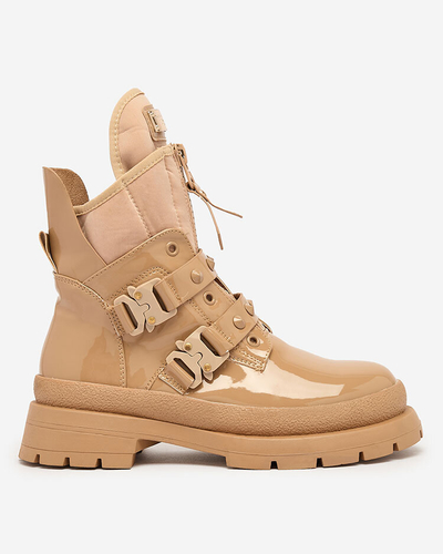 Royalfashion Hellbraune Damen Baggerstiefel Hennobs
