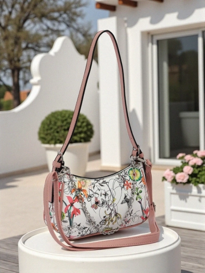 Royalfashion Kleine Damenhandtasche aus Ökoleder mit Blumenmuster Lily Bloom