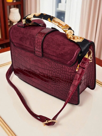 Aurora Venezia bordeaux Damenhandtasche aus Öko-Patentleder und Wildleder