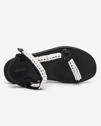 Schwarze Sport-Sandalen für Damen mit Dotiss-Perlen – Schuhe