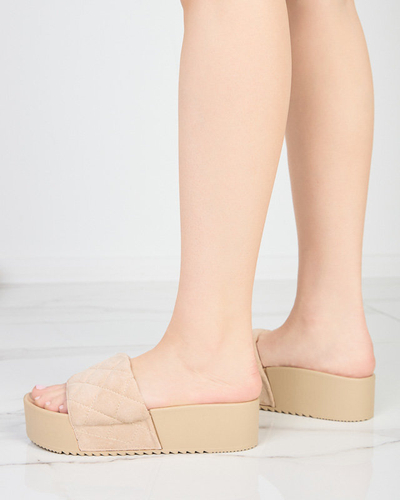 Beige Damen-Steppsandale mit Plateau Koriner - Footwear